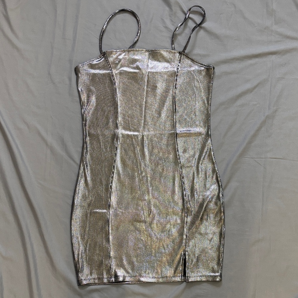 H&M Shimmering Silver Mini Dress